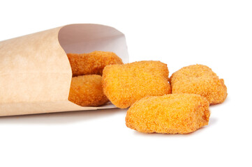 Fast food fried tasty nuggets isolated on the white