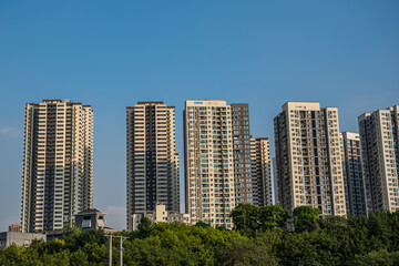 Fototapeta na wymiar High residential blocks of flats in Chongqing city
