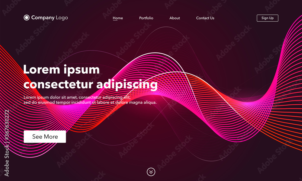 Wall mural landing page. abstract background website. template for websites, or apps. modern design. abstract v