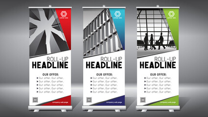 Roll-up template, design (85x200 cm) - modern office buildings, skyscrapers