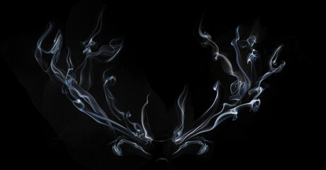 Buck art composed of smoke image mirrored