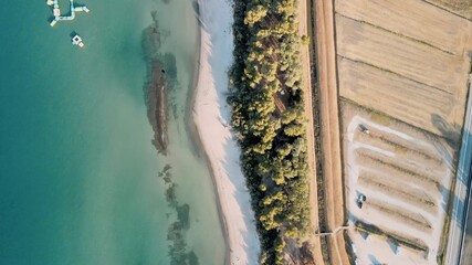 Amazing aerial view of Tuscany coastline in summer season, Italy