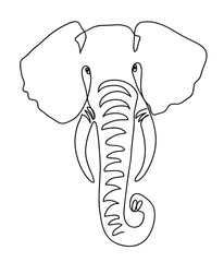 Elephant head. Continuous line drawing