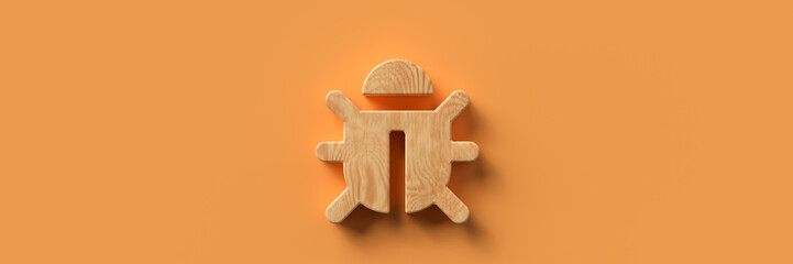 wooden bug icon on orange background
