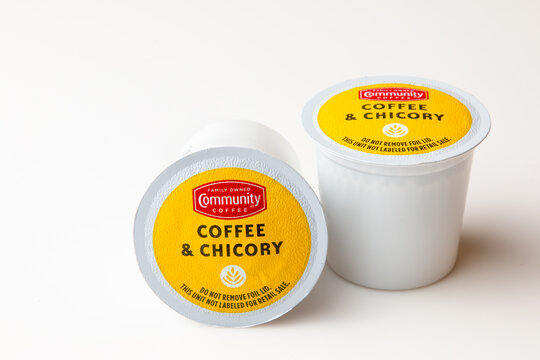 Pensacola, FL - July 27, 2020: Community Coffee Kcups Single Serve In Coffee And Chicory Flavor.