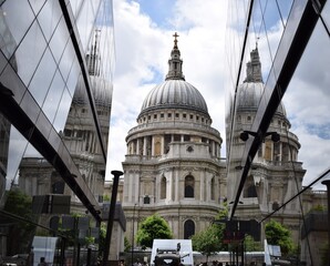 St Pauls cathedral London with the double reflection in the glass