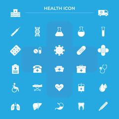 white health, medicine, hospital, lab, vector icon set