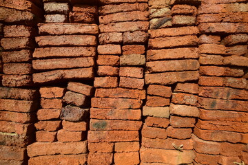 Neatly arranged piles of brick, Red brick for building houses