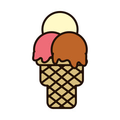 cone ice cream line and fill style icon vector design