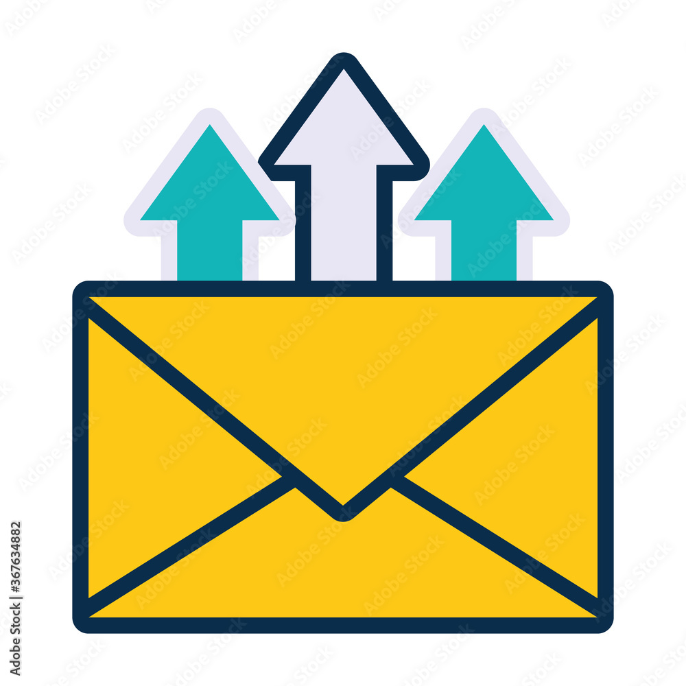 Poster envelope with upload arrows, line and fill style