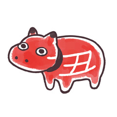 年賀状素材　赤べこ