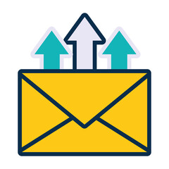 envelope with upload arrows, line and fill style