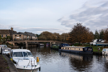 narrowboats on the river in England