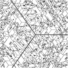 Abstract Urban City Boxes Building From Cube Vector. Illustration Isolated On White Background. A Vector Illustration Of City Background.	