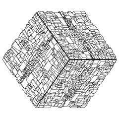 Abstract Urban City Boxes Building From Cube Vector. Illustration Isolated On White Background. A Vector Illustration Of City Background.	