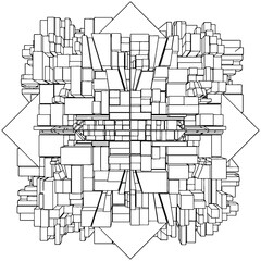 Abstract Urban City Boxes Building From Cube Vector. Illustration Isolated On White Background. A Vector Illustration Of City Background.	