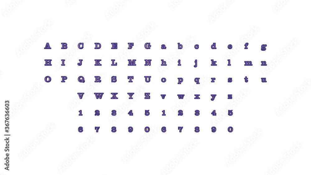 Poster full set of english letters in 3d illustrations separated to two sides for matching perspectives, li