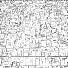 Abstract Urban City Boxes Building From Cube Vector. Illustration Isolated On White Background. A Vector Illustration Of Skyscrapers City Background.