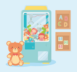 kids toys object amusing cartoon teddy picker machine alphabet numbers boards