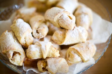 Close up view of home made apple cookies