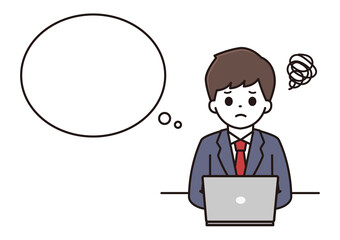 男子学生 パソコン 吹き出し イラスト