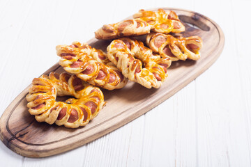 Homemade baked sausage dough
