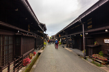 Famous streets of Sanmachi Suji in Takayama (Japan)
