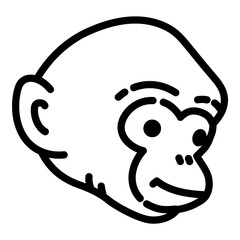 Monkey Flat Icon Isolated On White Background