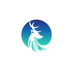 Creative silhouette deer in circle with variant color