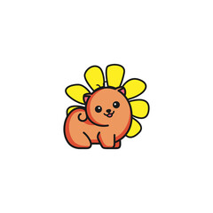 Cute sticker of puppy flower with variant color
