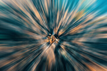 Aerial view of Manhattan New York zoom in satellite view concept