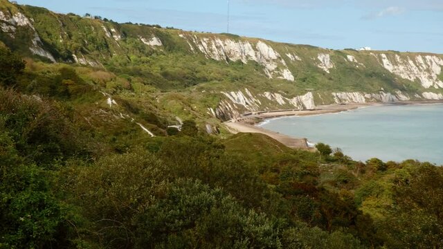 Close-up view of the coast of Folkestone, a port town on the English Channel, in Kent, south-east England, UK