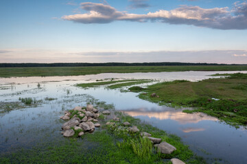 landscape with river and blue sky