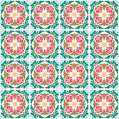 Flower ornamental tile pattern seamless repeat background