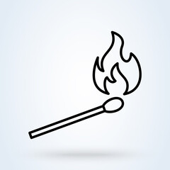 burning match. vector Simple modern icon design illustration.
