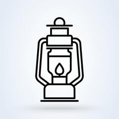 Camping lanter oil lamp. vector Simple modern icon design illustration.