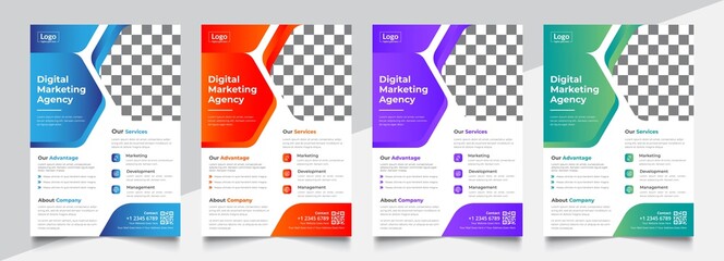 Corporate Business flyer, brochure template, layout modern with gradient colorful size A4, Annual Report, Magazine,Poster, Business Presentation, Portfolio, Banner, Easy to use and edit.