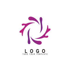 wave logo with seaweed, water swirl design template