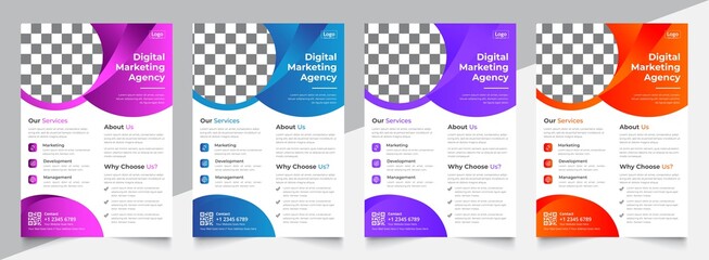 Corporate Business flyer pamphlet, brochure template, layout modern with gradient colorful size A4, Annual Report, Magazine,Poster, Business Presentation, Portfolio, Banner, Easy to use and edit.