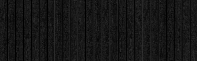 Tuinposter Panorama van hoge resolutie zwarte houten plank textuur en naadloze achtergrond © torsakarin