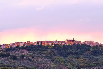 Panorama of the small village of Pianella in Abruzzo, Italy. Image taken shortly after sunset
