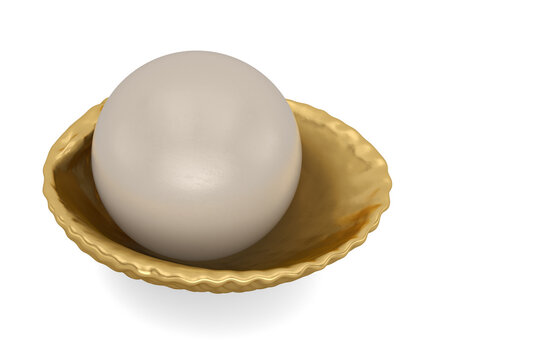 Golden shell isolated on white background. 3D illustration. 3D render.