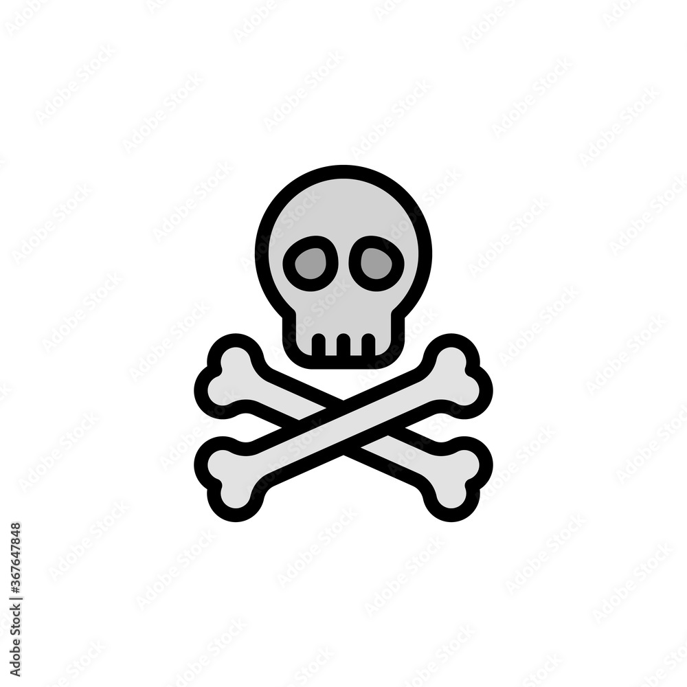 Poster skull, bones icon. simple color with outline vector elements of pirate icons for ui and ux, website 
