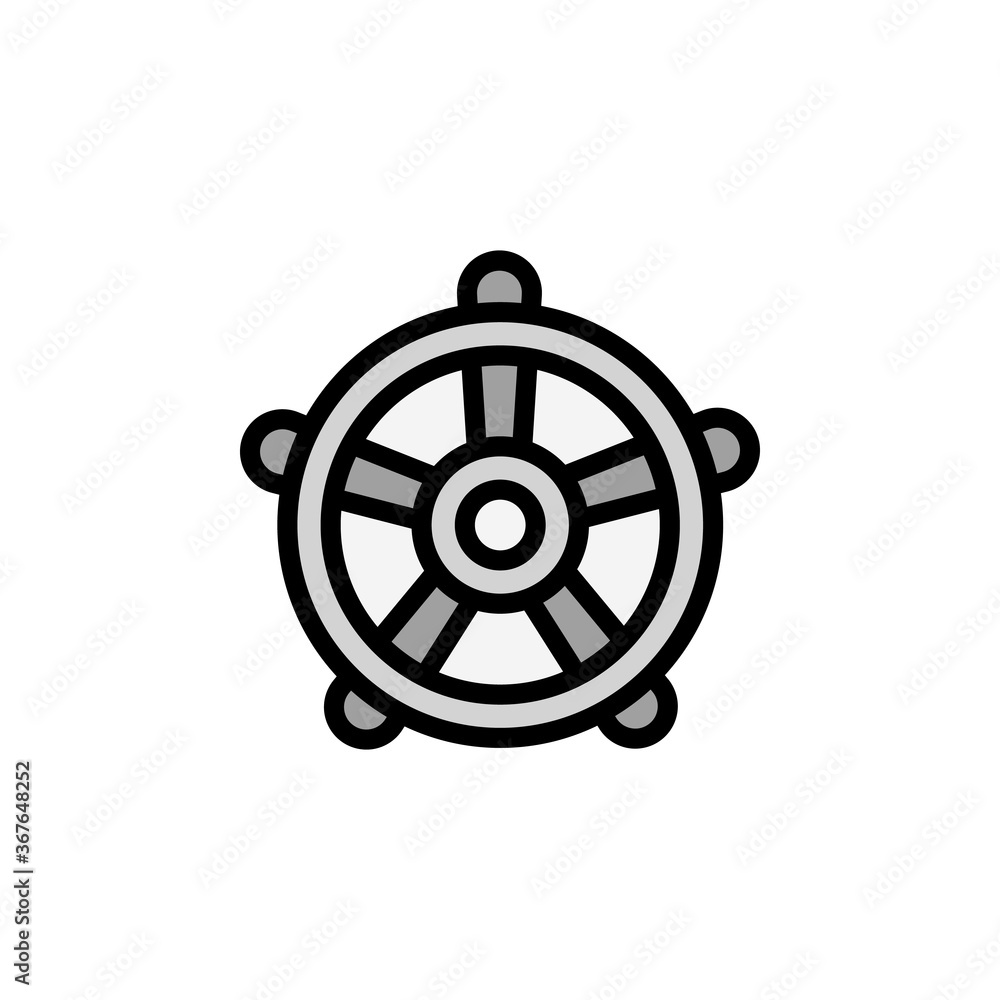 Poster wheel icon. simple color with outline vector elements of pirate icons for ui and ux, website or mobi