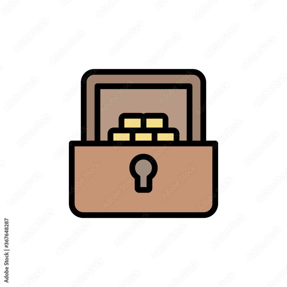 Poster chest, golds icon. simple color with outline vector elements of pirate icons for ui and ux, website 