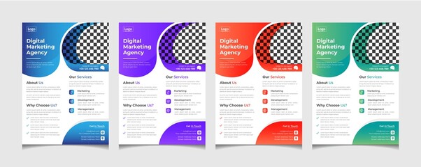 Modern Corporate Flyer Design With 4 Color Variation and Attractive Gradient, Creative Layout and Fully Clean Design