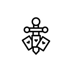 Sword, poker card, tattoo icon. Simple line, outline vector elements of tattooing icons for ui and ux, website or mobile application