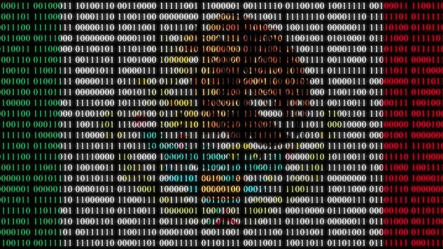 Mexico Flag in Digital Binary Numbers cyber style matrix