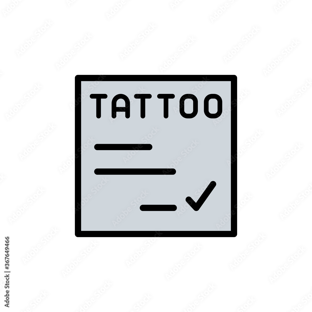 Poster certification, tattoo icon. simple color with outline vector elements of tattooing icons for ui and 