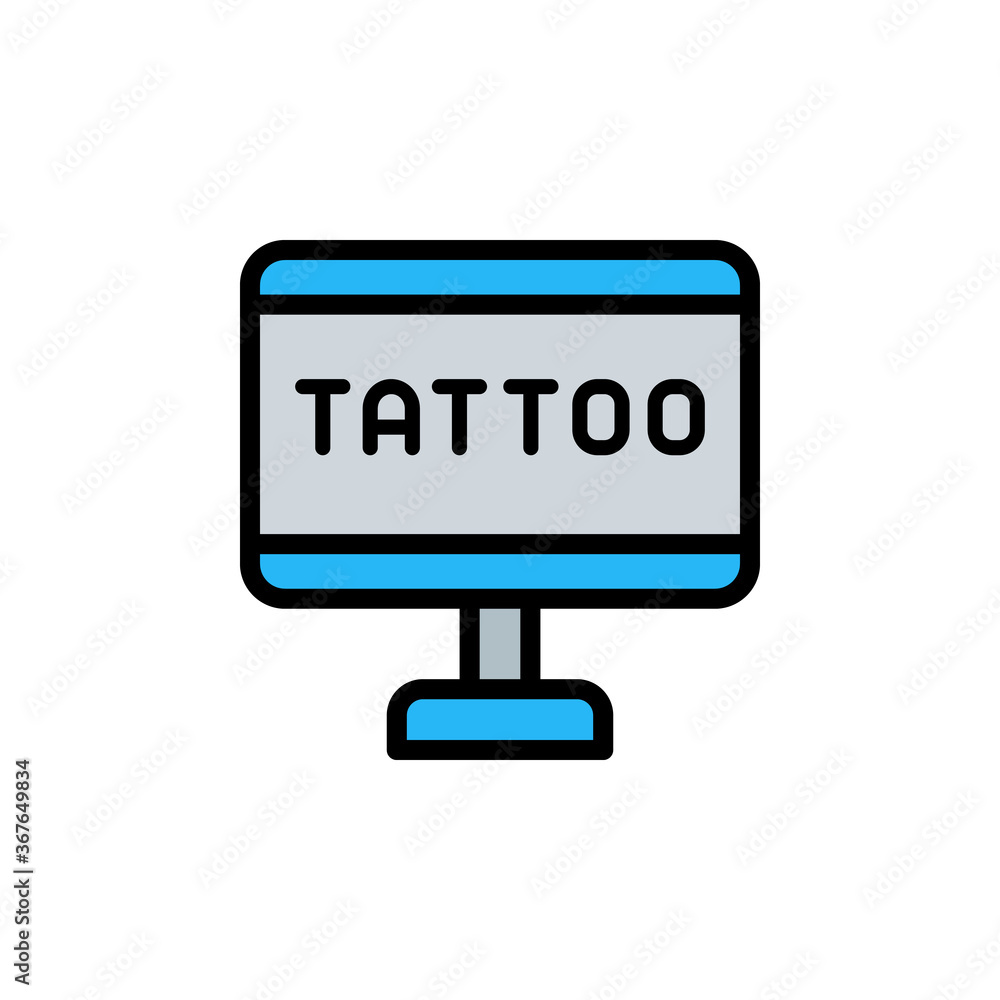 Poster desktop, tattoo icon. simple color with outline vector elements of tattooing icons for ui and ux, we